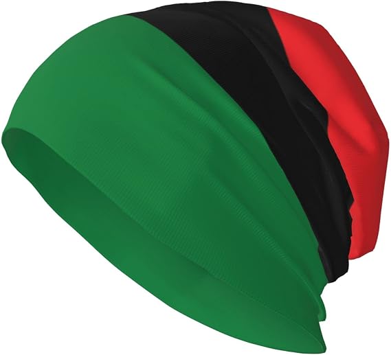 African American Flag Red Black and Green Beanie Hat Men Women Stretch Slouchy Warm Skull Knit Beanies Cap for Winter