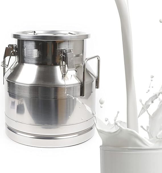 Milk Can, 20 Liter Milk Jug - Durable Stainless Steel, Easy Pour Spout Leak-Proof Design for Fresh Milk Storage - Ideal for Home, Kitchen, Dairy Use (20L)