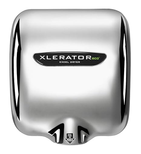 XLERATOReco XL-C-ECO-1.1N Hand Dryer, Excel Dryer, Restroom Hand Dryer, Automatic, Surface-Mounted, Cast Cover, Chrome Plated, 110-120V with Noise Reduction Nozzle