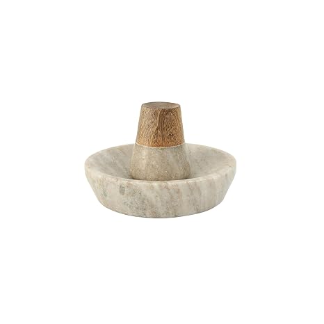 Ellementry Marble Mortar and Pestle Set Handcrafted Stone Spice Grinder & Herb Crusher Manual Kitchen Grinding Tool for Spices, Nuts & Seeds Heavy Duty Pestle and Mortar, 100% Marbel