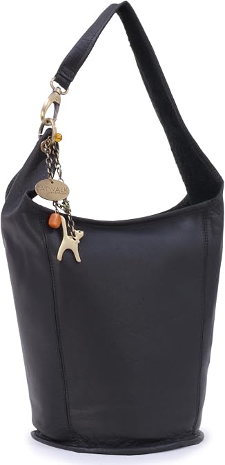 Catwalk Collection Handbags - Women's Medium Leather Hobo Shoulder Bag - Bucket Bag with Zip - Glastonbury
