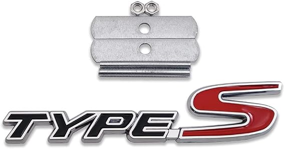 Chrome Metal Type-S Logo Front Grille Emblem 3D Type Sport Grill Badge Racing Car Replacement for Universal Vehicle (Black)