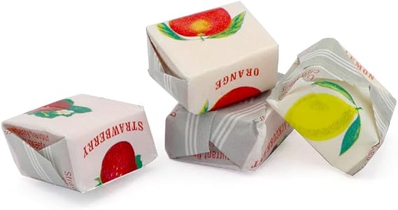 Fruit Flavour Caramels Assorted Chewy Sweets with Strawberry, Lemon, Orange and Blackcurrant VEGAN (500g)
