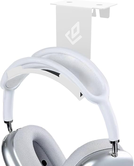 Dezctop Headphone Stand Holder Under Desk, PC Gaming Headset Hanger Mount, Earphone Stand Accessories, Headset Hook Holder for All Over Ear Headphone, for All Gamer Headset and Table Boards, White