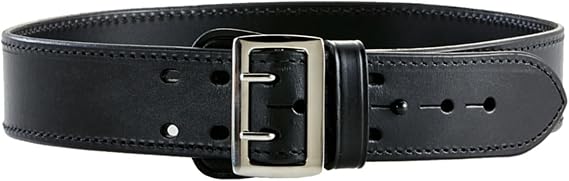 Aker Leather B01 Sam Browne Duty Belt, Full Leather-Lined, 2.25 Wide | Two-Prong Chrome Buckle, Made in USA. Gun Belts