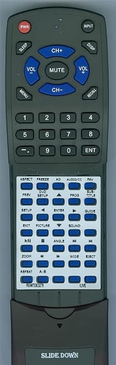 Replacement Remote for iLive REM-ITDE3276, ITDE2288B, ITDE1988B