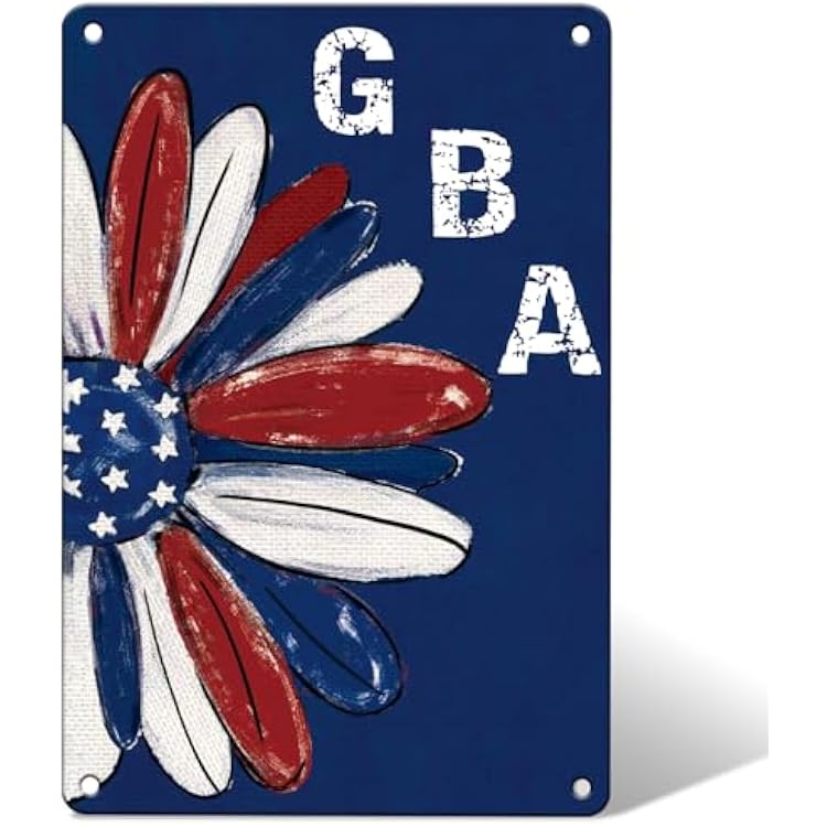 Patriotic 4th of July Garden Sing for Outside Decor, Memorial Day Floral Welcome Daisy Yard Outdoor Decoration 12x 8