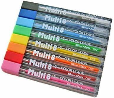 Pentel Arts 8 Colour Pencil Lead Refill (2.0mm), Assorted Colors (BCEGFKPS) 8-Pk