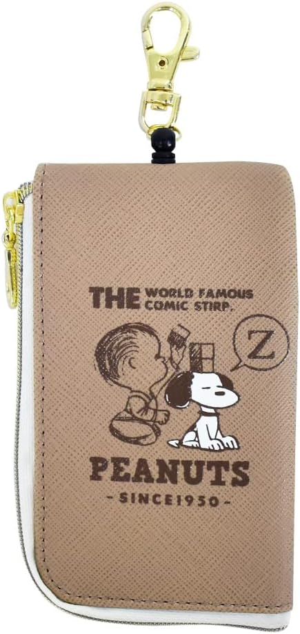 Snoopy Snoopy0321 Key Case, Pass Case, Commuter Holder, Card Case, Beige/Sitting (SPZ-2917), beige/swelling (SPZ-2917)