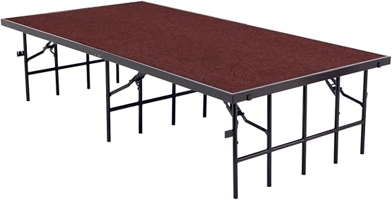 National Public Seating B212596 Portable Stage with Carpet - Red - 96 x 48 x 24 in.