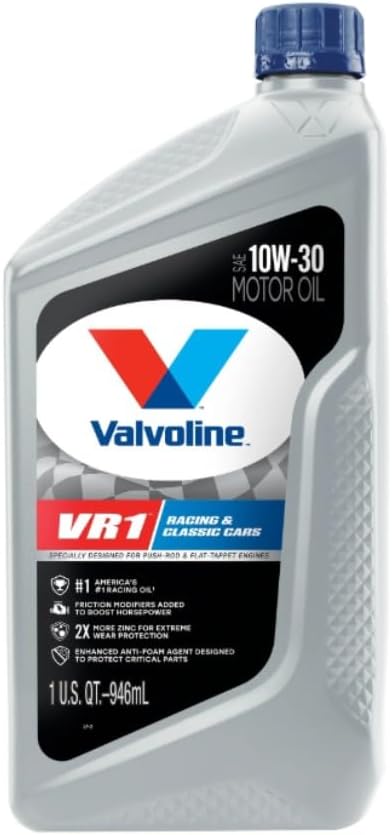 Valvoline ValvolineMotor Oil, VR1 Racing, High Zinc, 10W30, Conventional, 1 qt Bottle, Each