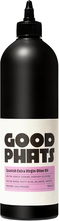 GOOD PHATS Spanish Extra Virgin Olive Oil Squeezy, Cooking & Glugging 750ml | Cold-Pressed, Low-Medium Smoke Point for Cooking & Glugging - Fruity, Smooth & Balanced. Hojiblanca & Picual Olives