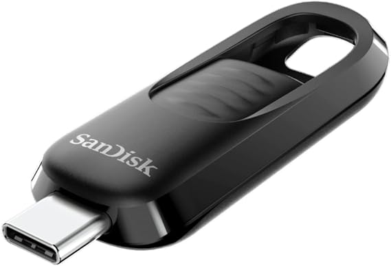 SANDISK 128GB Ultra Slider USB Type-C Flash Drive - Up to 400MB/s, USB 3.2 Gen 1, Retractable Connector - SDCZ480-128G-G46