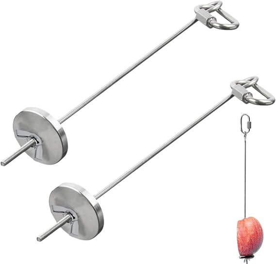 2Pieces Stainless Steel Parrot Skewer Feeder,Hanging Bird Cage Foraging Toy – Fruit & Veggie Holder with Clip for Parrots,Budgies,Chickens,Small Animals,Bird Cage Accessories