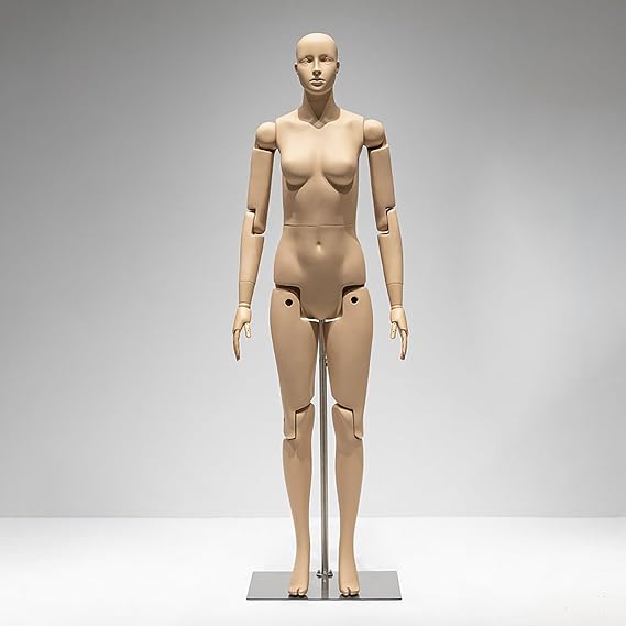 Posable Full Body Mannequin Toy with Metal Base - Realistic Display Stand for Retail Clothing Shops