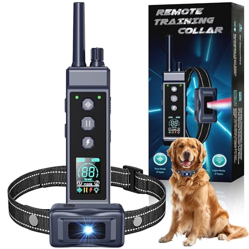 Shock Collar for Dogs - 4265ft Waterproof Training Collar with Flashing Light for Small Medium Large Dogs with Rechargeable Remote, Beep 1-8, Vibration1-16, Safe Shock1-99 Black