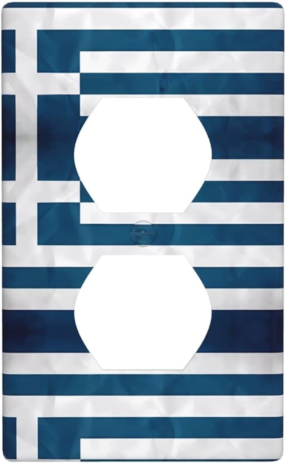 Greek Flag Print Switch Plate, Electrical Outlet Cover and Wall Plate for Light Switches, Sleek, Scratch Resistant Covers for Room Home Decor