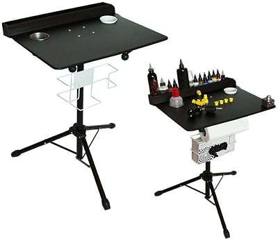 DYRABREST Mobile Tattoo Workstation Table with Wheels - Adjustable Height 61-107cm, Detachable Display Stand & Premium Iron Tray - Portable Rolling Cart for Professional Artists
