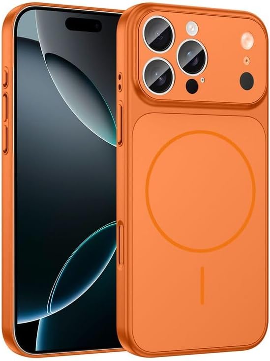 Zebana Apple iPhone 16 Pro Max ile Uyumlu Kılıf Zebana TitanMag Kılıf (iPhone 17 Pro Max Görünümlü) Turuncu