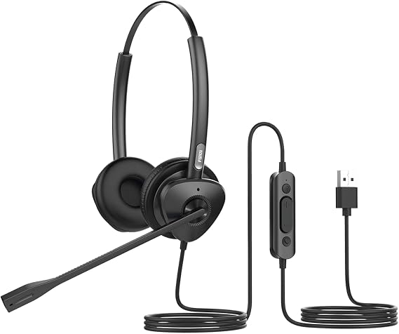 Fanvil - HT302-U USB Dual Headset, Dual mic Noise Reduction, HD Audio, All-Day Comfort