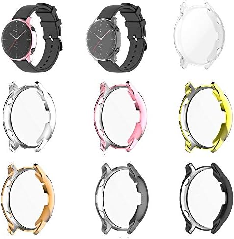 FitTurn Screen Protector Case Compatible with Amazfit GTR 2 & Amazfit GTR 2e TPU Slim Case Cover [Plating Metal Color Frame] [3D Full Coverage] Shell Protective for Amazfit GTR 2 WatchSeven Colors