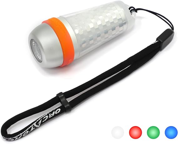 ORCATORCH SD03 Dive Signal Light 4-Color-in-1 (Blue, Red, White, Green) 8 Modes Scuba Diving Beacon with Constant and Flashing Modes, Mini Scuba Tank Marker Light for 100M Underwater Diving