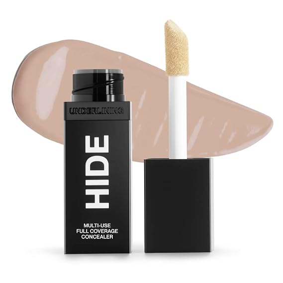 HIDE Liquid Concealer, Medium to Full Coverage Concealer for Blemishes, Under Eye Dark Circles & Scars, Oil Free Concealer, Almond (See Shade Finder), 0.5 fl oz