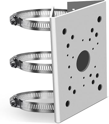 Universal Vertical Pole Corner Mount Bracket for Security Camera, Stainless Steel Pole Mount Adapter with 6 Loops, CCTV Cameras Mounting Brackets, Solar Panel Clamp