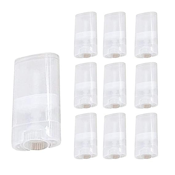 15 ML Clear Empty Plastic Oval Deodorant Containers Lip Balm Tubes for Lipstick, Crayon,chapstick,homemade Lip Balm,BPA Free (10 Pcs)