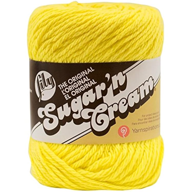 Lily Sugar N Cream The Original Solid Yarn, 2.5oz, Medium 4 Gauge, 100% Cotton - Sunshine - Machine Wash & Dry