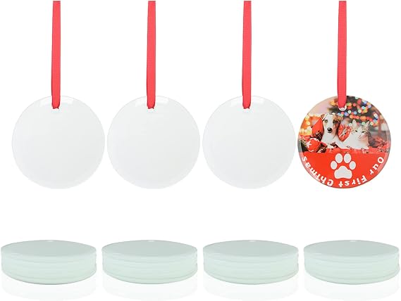PYD Life 24 PCS Sublimation Blanks Ornaments Glass Frosted 3" Round