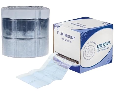 1000/Pack Dental Universal Film Mount X-Ray Film Mount Roll in Dispensing Box, Clear Pocket Style Vinyl Film Mounts