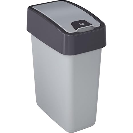 Keeeper Premium Waste Bin with Flip Lid, Soft Touch, 10 Litre, Magne, Silver