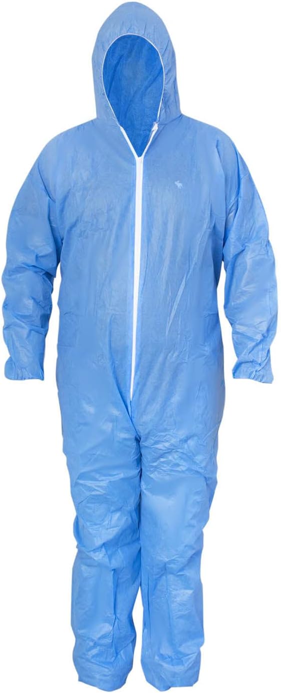 Vivid Disposable Isolation Coveralls - Great for Painter, Mechanic with SMS Material 35gm Thickness - Blue
