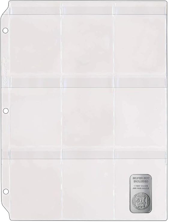 StoreSMART - Silver Bar Storage - 9-Pocket Binder Page with Flaps - 20-Pack - (RMSTWPF-SILVER-20)