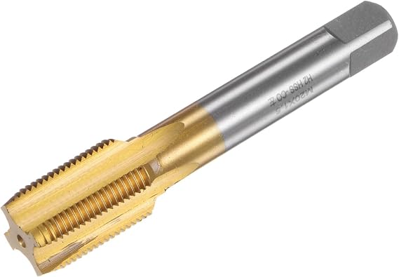 sourcing map Straight Flute Taps, M20 x 1.5 Metric Left Hand Titanium Coated M35 Cobalt High Speed Steel Machine Tapping Screw Thread Milling Tap Machinist Repair Threading Tool