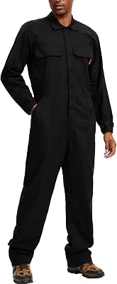 WORK IDEA Mens Coveralls Long Sleeve 100% Cotton Twill Workwear Jumpsuit Relaxed Fit
