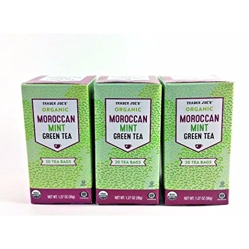 Trader Joes Organic Moroccan Mint Green Tea 20 tea bags Pack of 3