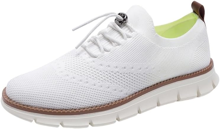 Mens Casual Dress Oxfords Breathable Knit Mesh Lace Up Lightweight Comfortable Walking Fashion Sneakers