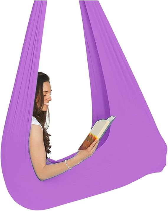 Adult Hammocking Chair Child Feeling Cuddly Adjustable Aerial Yoga Therapy Cuddle Child Autism ADHD and Aspergers Color : Light purple, Size : 150x280cm/59x110in
