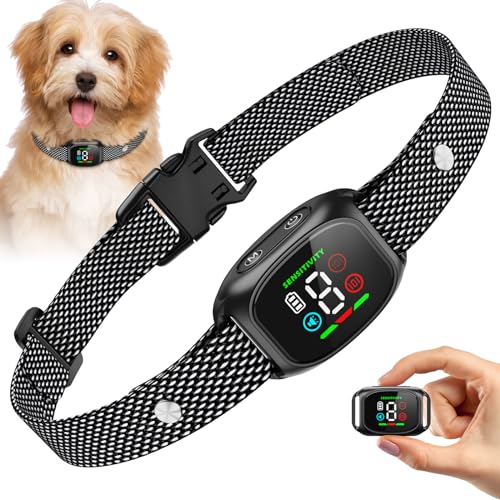 Dog Bark Collar, Bark Collars for Small Medium Dogs, Thunbest No Shock Anti Barking Collar 4 Modes & 8 Sensitivity Levels IP67 Waterproof, Rechargeable, Magnetic Charging Black