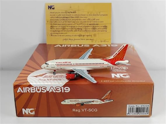 ACE HOBBY NG Models Air India for Airbus A319 VT-SCG 1/400 Aircraft Pre-Built Model