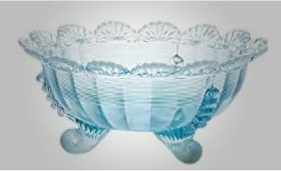 Fruit Bowl - 3 Footed - American Made - Mosser Glass USA (Aqua Opalescent)