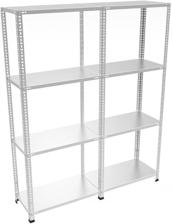 Rafburada 4 Katlı Duble 43X150-100 Cm Galvaniz Çelik Raf.Depo,Arşiv,Dosya Rafı -1.00 Mm