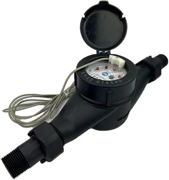 DAE MJP-100P 1" NSF61 Non Lead Potable Plastic Water Meter, Pulse Output, NPT Couplings, Gallon
