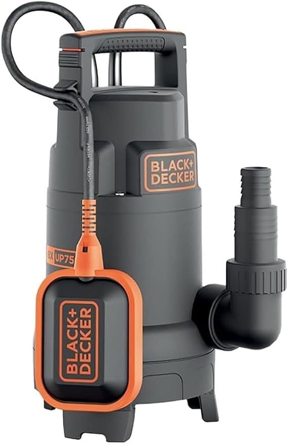 BLACK+DECKER BXUP750PTE temiz ve kirli su için dalgıç pompa (750 W, maks. pompalama kapasitesi 13.000 l/sa, maks. pompalama yüksekliği 8 m)