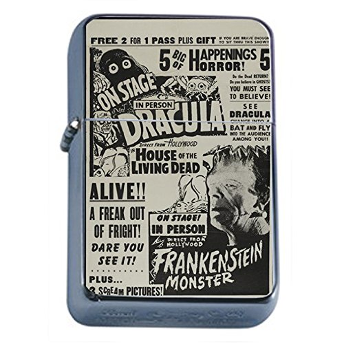 Silver Flip Top Oil Lighter Vintage Poster D-038 Vintage Horror Show Ad