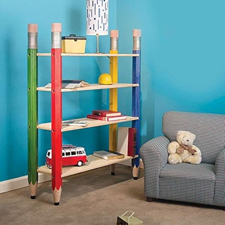 Woodworking Paper Plan For Pencil-Post Bookshelf - Material Not Included