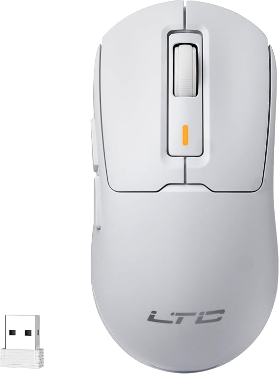 LTC GM024 Tri-Mode Wireless Gaming Mouse, 59g Ultra-Light Ergonomic Gaming Mouse 2.4Ghz/BT/Wired, 6-Level DPI 8000 Max, 1000Hz, 5 Programmable Buttons, Pro Software