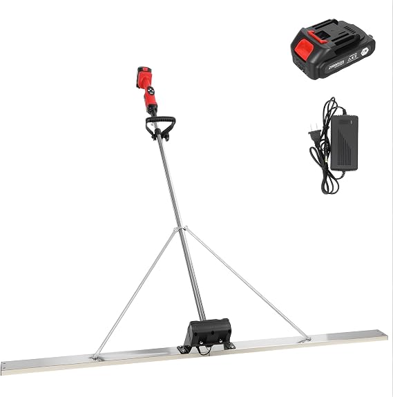 Power Concrete Screed Vibratory Kit Concrete Finishing Tool | Battery Powered Concrete Sidewalk Surface Leveling Tamper Ruler, Cordless Electric Screed Cement Finishing Vibrating Machine